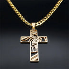 Collier croix du Christ et couronne d’épines – acier inoxydable
