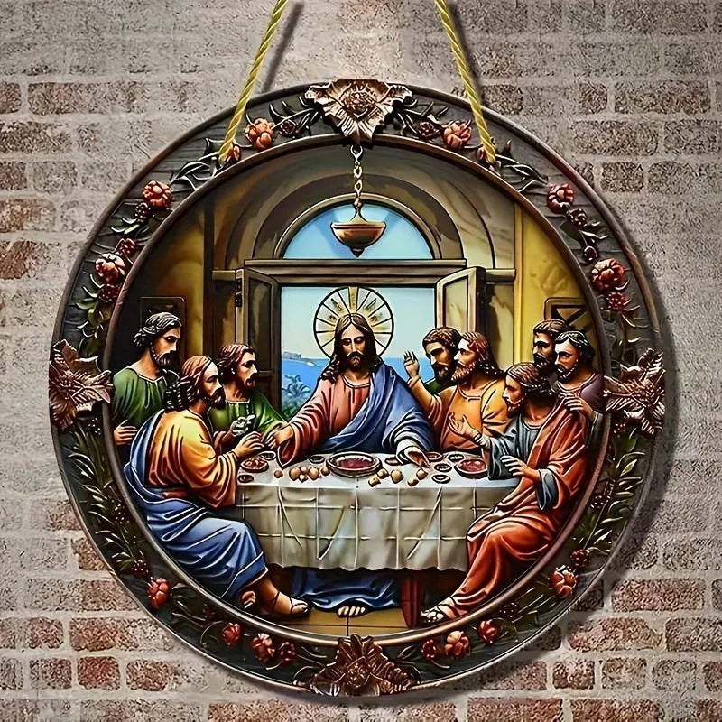 Médaillon mural Jésus et ses disciples – bois, 20 cm – visuel fournisseur 3