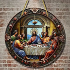 Médaillon mural Jésus et ses disciples – bois, 20 cm – visuel fournisseur 3