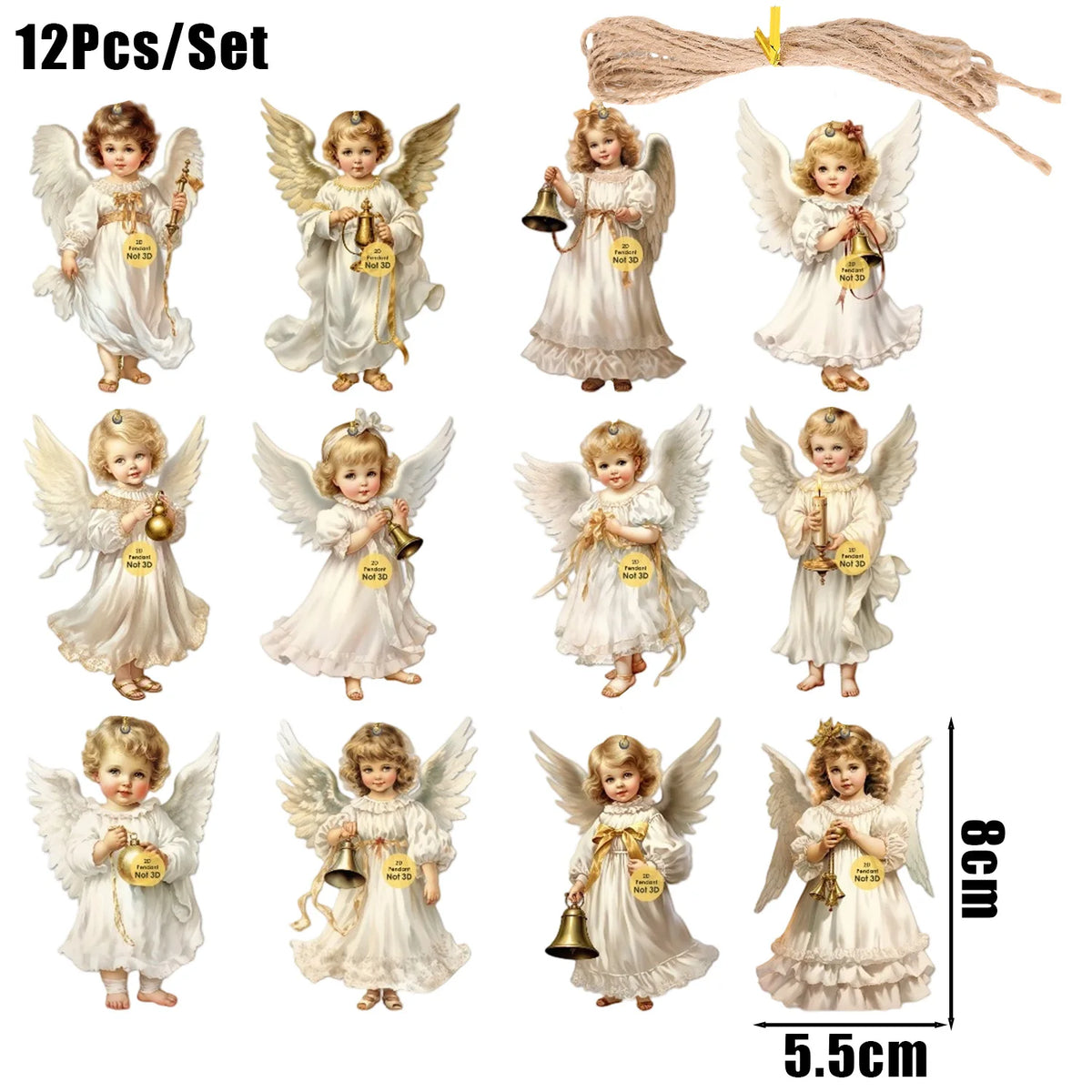 Anges de Noël vintage en bois – 12, 24 ou 60 suspensions – visuel fournisseur 7