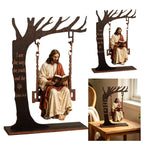 Décoration Jésus à la balançoire avec verset biblique – bois