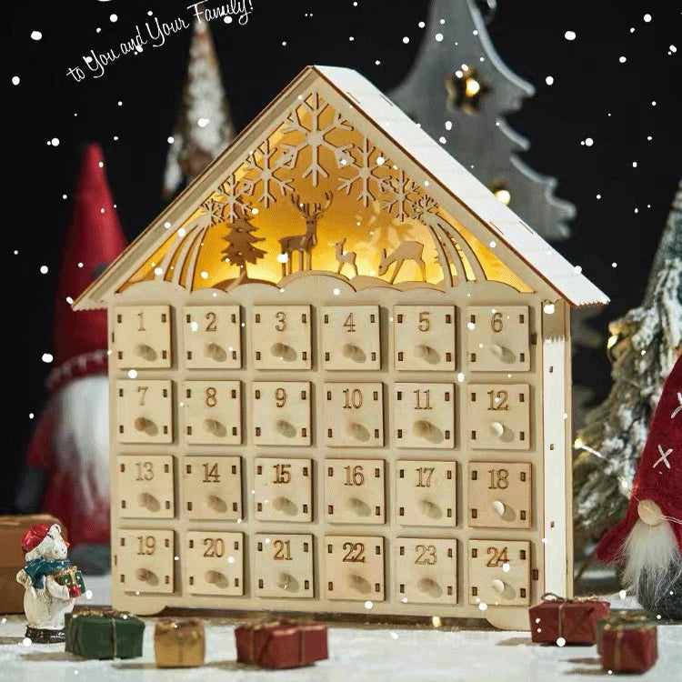 Calendrier de l’Avent en bois lumineux – 24 tiroirs – détail 8