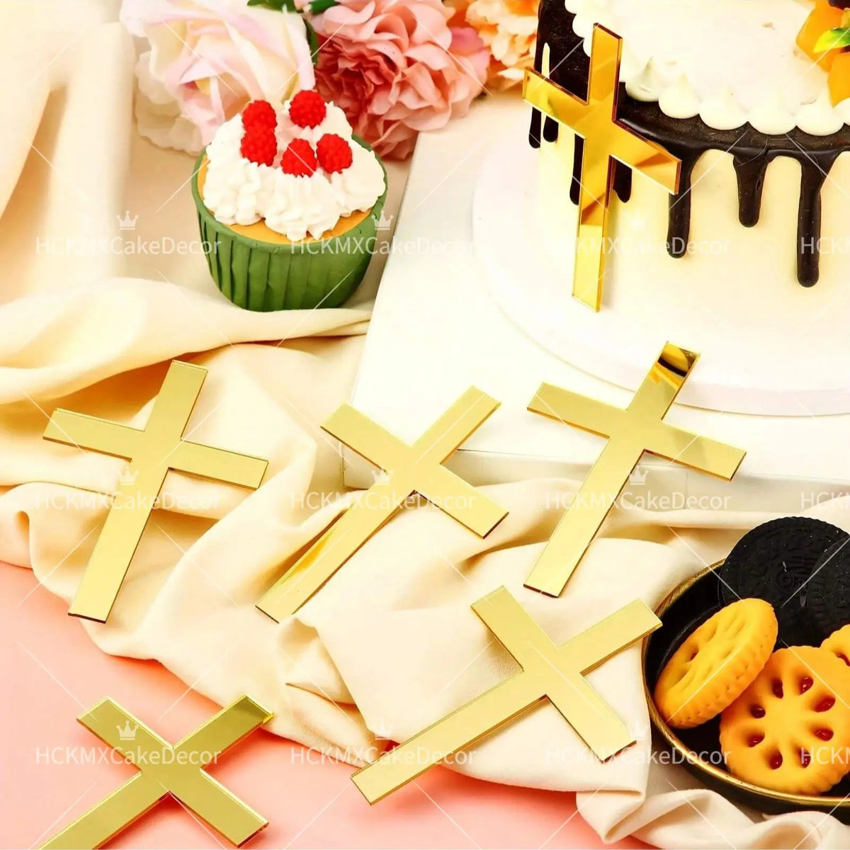Décorations de gâteau en forme de croix – Baptême et communion