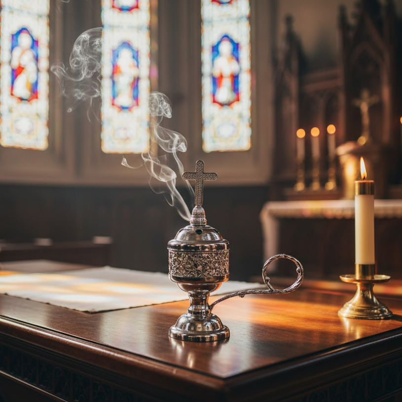 ✨ Encensoir Chrétien avec Croix – Or ou Argent | Stella Christi