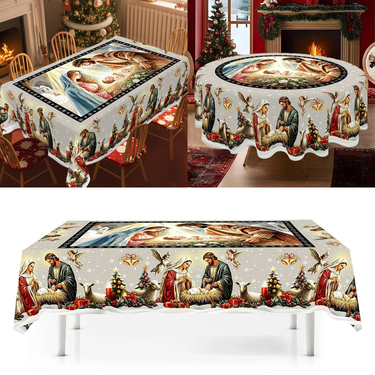 Nappe de Noël vintage – motifs de sapins – vue du produit