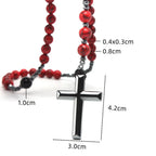 Collier croix en pierre rouge naturelle – 70 cm