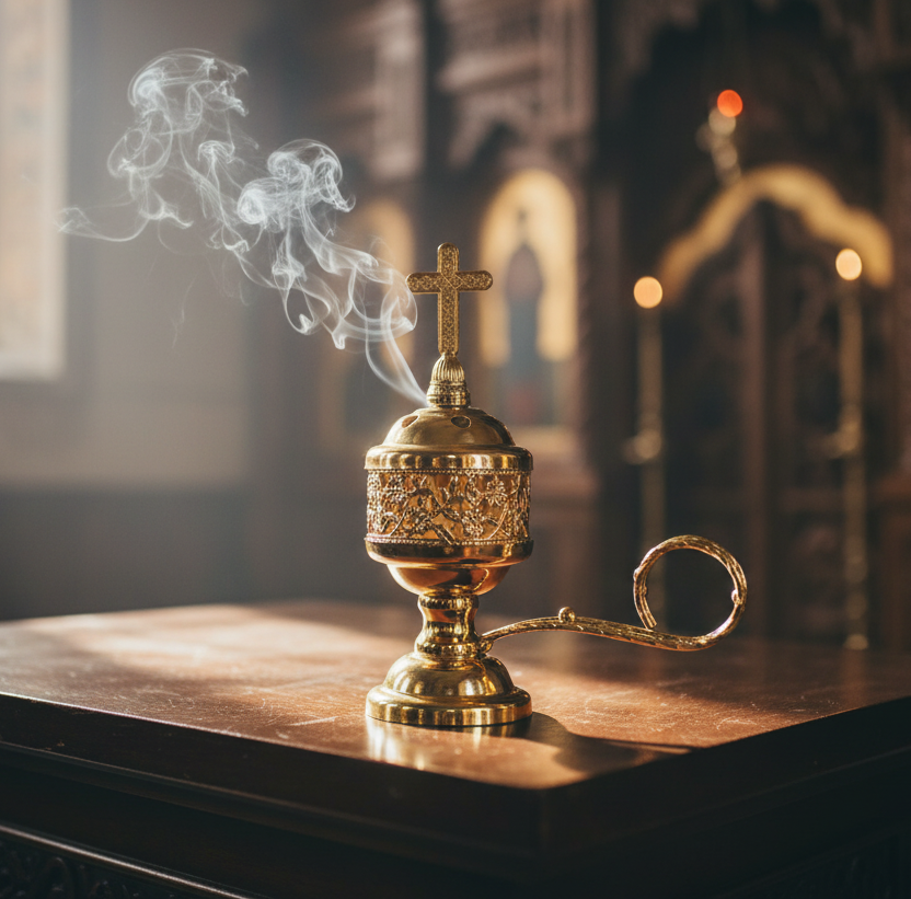 ✨ Encensoir Chrétien avec Croix – Or ou Argent | Stella Christi