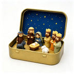 Mini crèche de Noël en boîte métallique – Sainte Famille