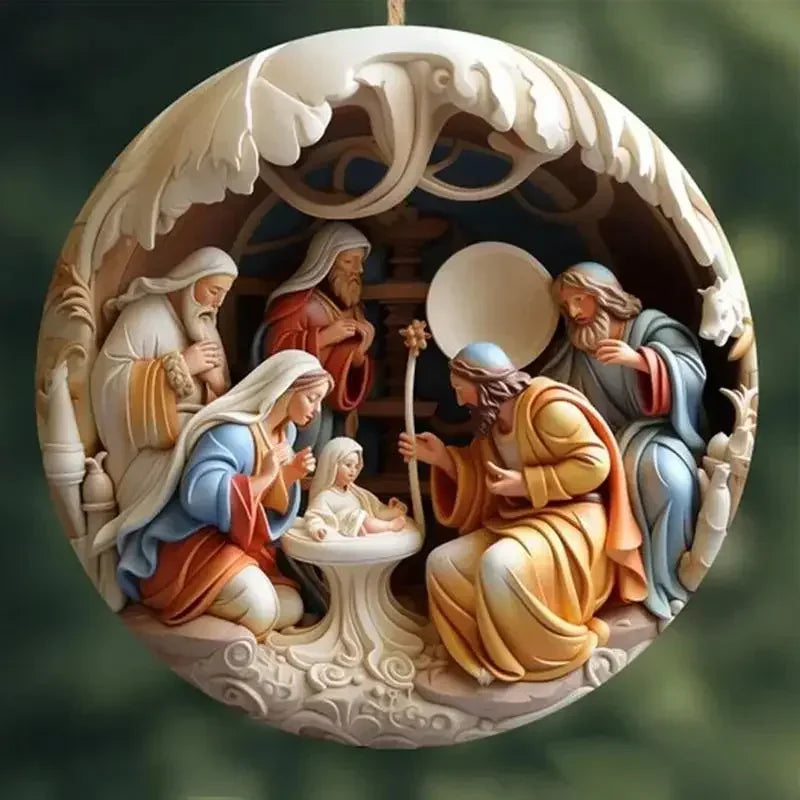 Décoration de Noël chrétienne : suspension Nativité en acrylique imprimé – visuel fournisseur 1