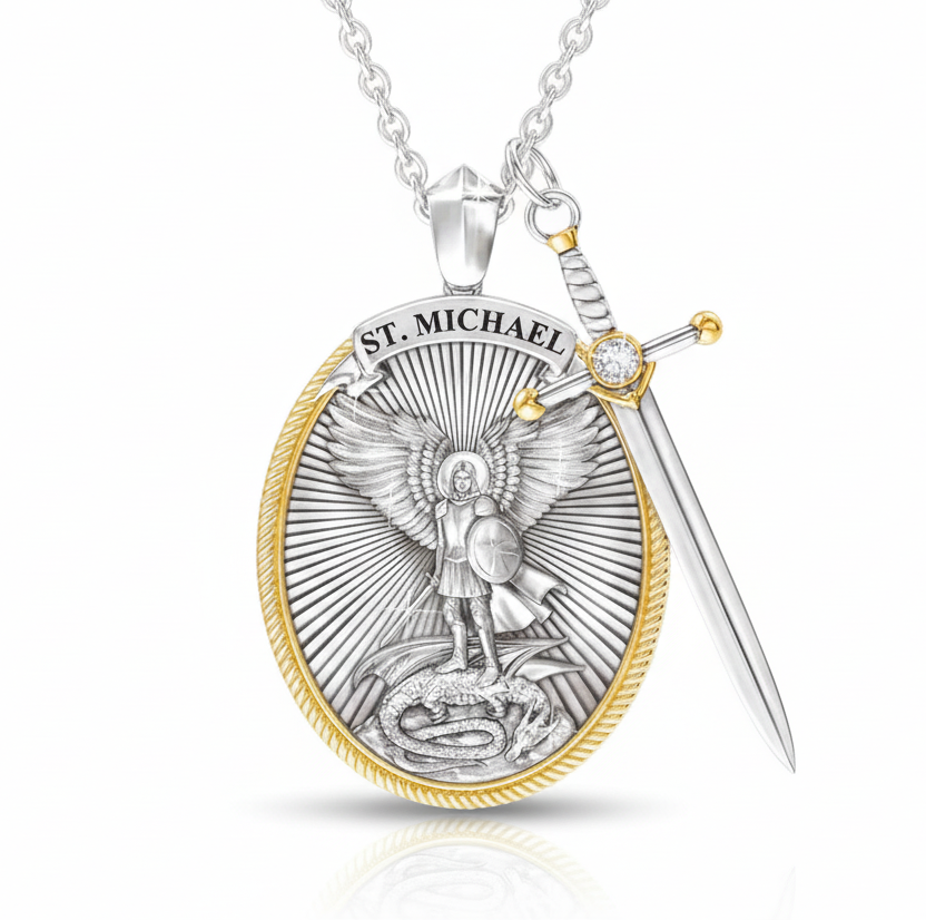 Pendentif Saint Michel Archange – Protection Divine & Victoire Spirituelle | Stella Christi