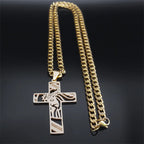 Collier croix du Christ et couronne d’épines – acier inoxydable