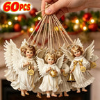 Anges de Noël vintage en bois – 12, 24 ou 60 suspensions – vue du produit