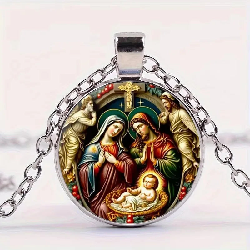 Collier Sainte Famille – pendentif illustré en verre – visuel fournisseur 4
