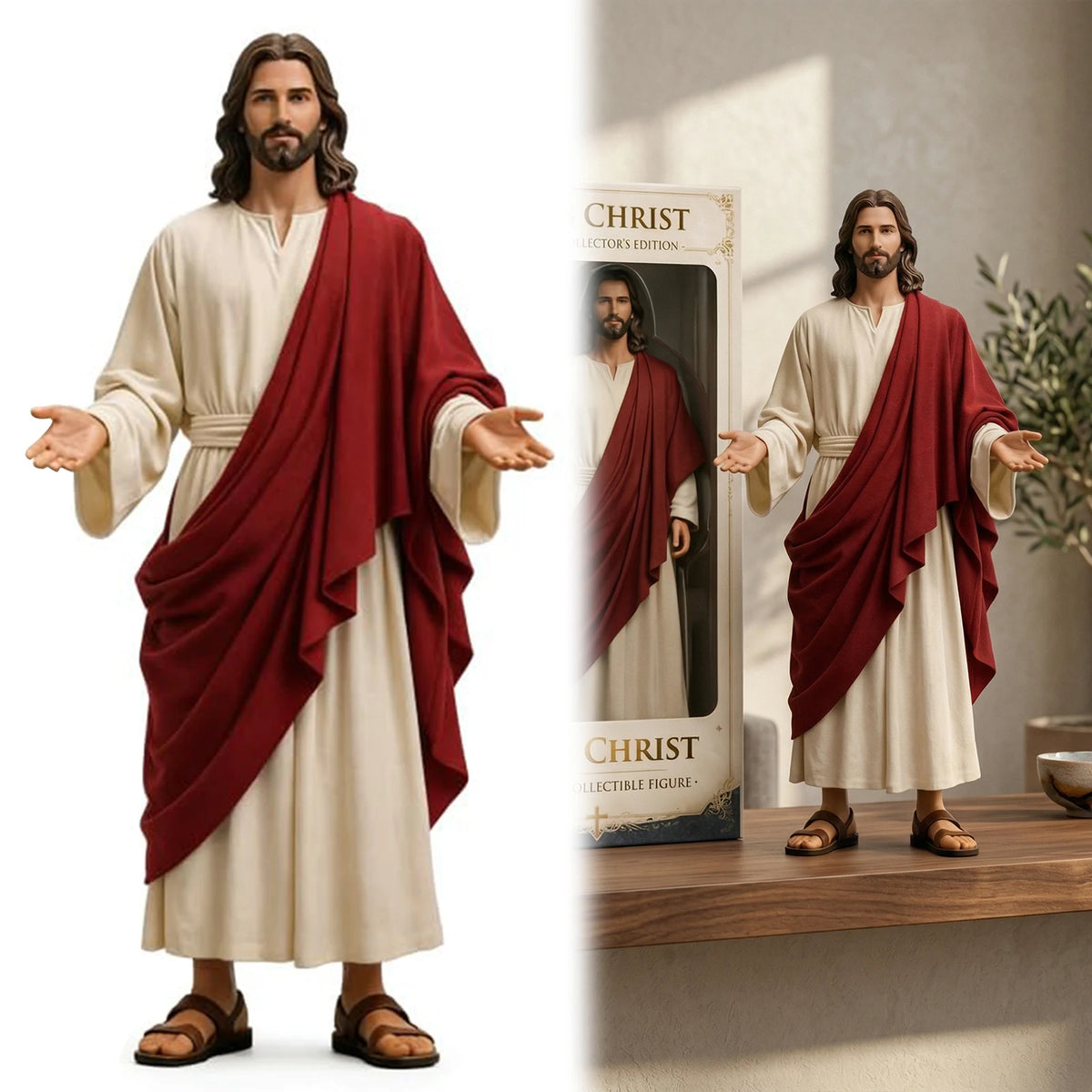 Décoration Jésus aux bras ouverts – résine, modèle plat – vue du produit