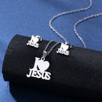 Collier chrétien « I LOVE JESUS » avec zircon – 50 cm