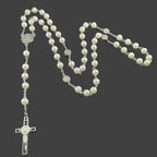 Collier chapelet style perles nacrées – croix
