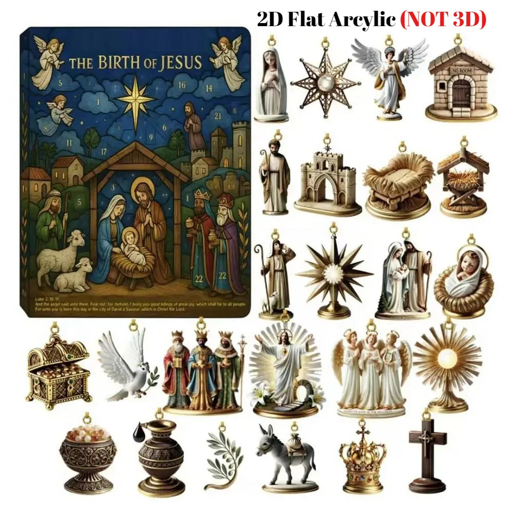 Calendrier de l’Avent Nativité – 24 suspensions en acrylique – vue principale