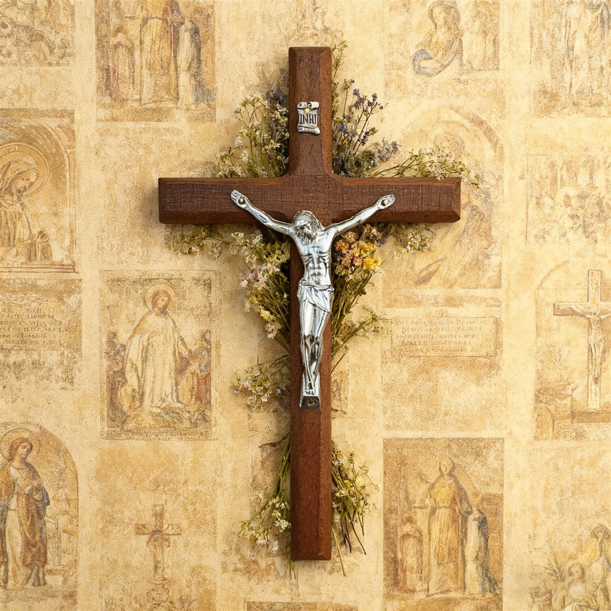 Croix catholique murale en bois – 19,8 cm