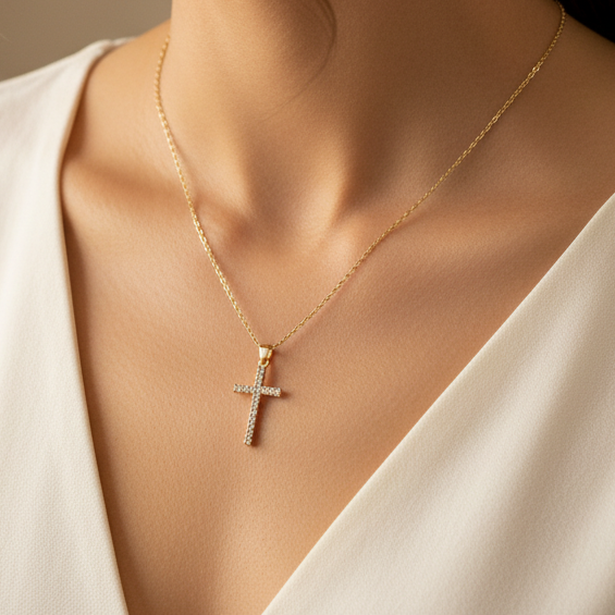 Pendentif femme Croix Lumineuse - Argenté ou Doré ✨ | Stella Christi