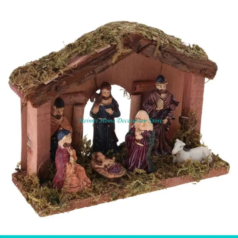 Petite crèche de Noël avec étable – scène de Nativité – vue du produit