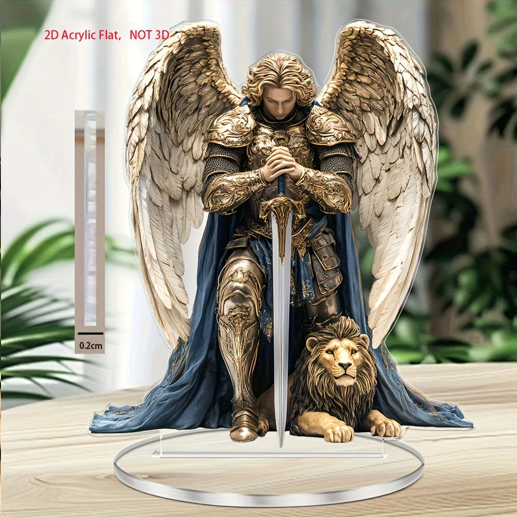 Saint Michel Archange – décor plat en acrylique sur socle – vue du produit