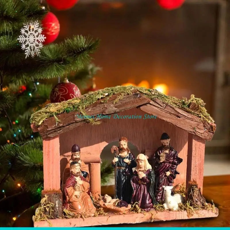 Petite crèche de Noël avec étable – scène de Nativité – visuel fournisseur 5