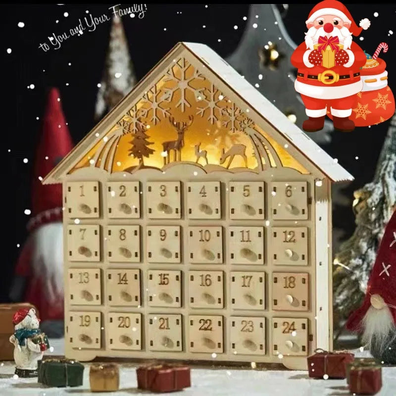 Calendrier de l’Avent en bois lumineux – 24 tiroirs – détail 5