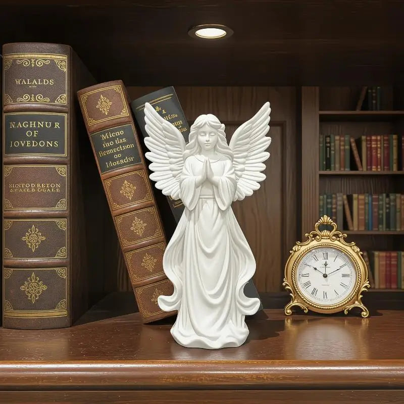 Ange en prière – figurine blanche et dorée imprimée en 3D