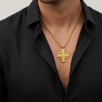 ✝️ Collier Croix de Jérusalem Homme/Femme – Acier Inoxydable Doré ou Argenté | Stella Christi