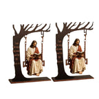 Décoration Jésus à la balançoire avec verset biblique – bois
