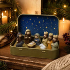 Mini crèche de Noël en boîte métallique – Sainte Famille
