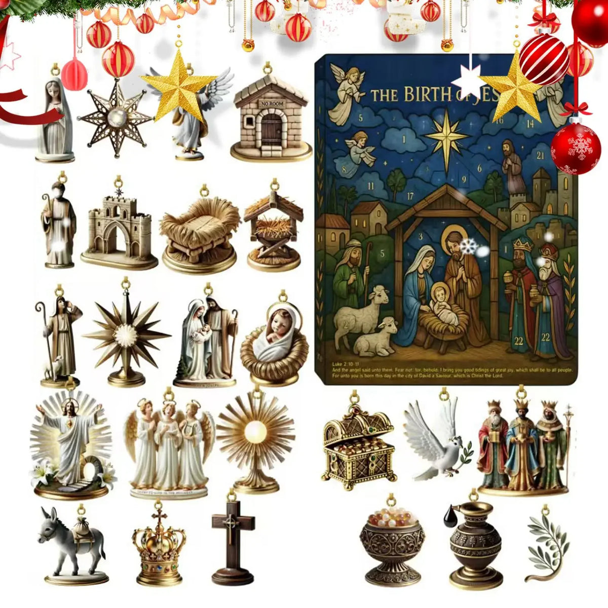 Calendrier de l’Avent Nativité – 24 suspensions en acrylique – détail 3