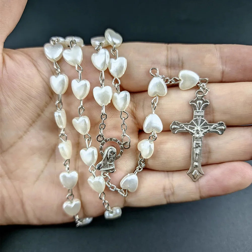 Chapelet catholique rose ou blanc – Vierge Marie et crucifix