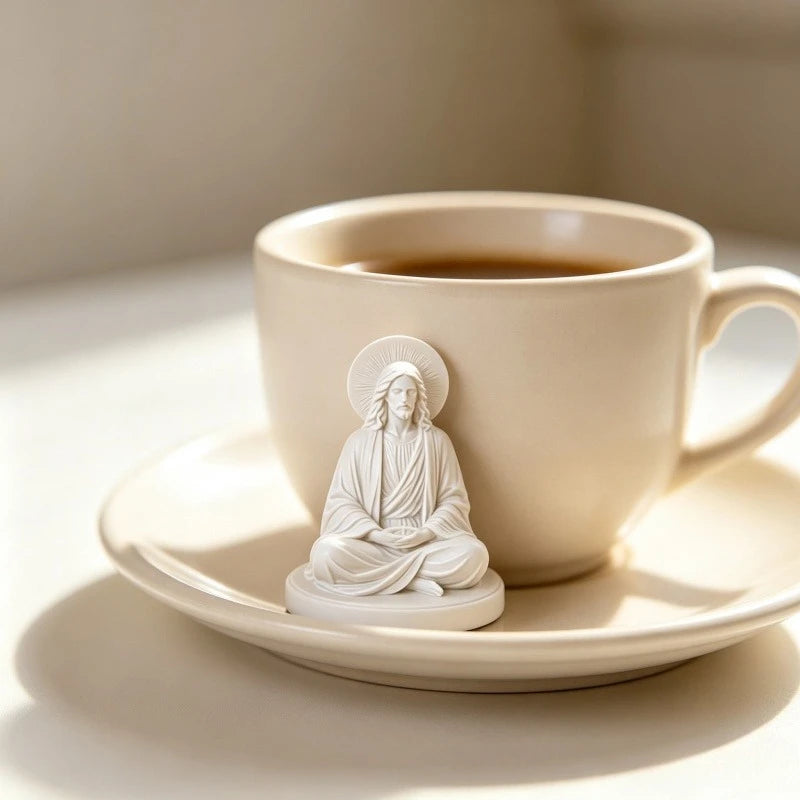 Jésus assis en méditation – figurine blanche imprimée en 3D – visuel fournisseur 3