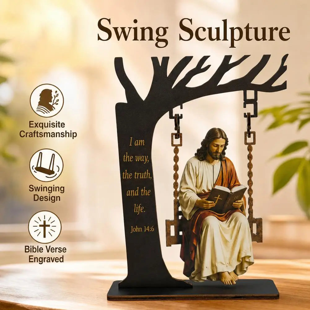 Jésus à la balançoire – décor plat en acrylique, 20 cm – visuel fournisseur 2