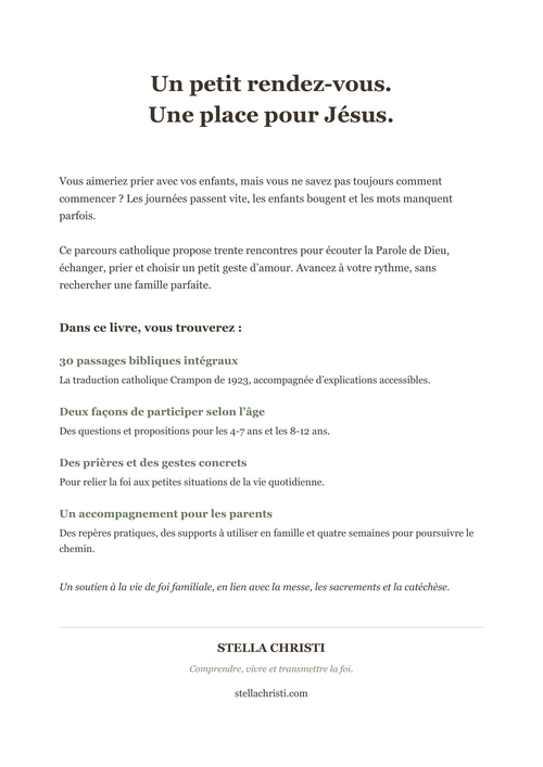 Quatrième de couverture du livre papier 5 minutes avec Jésus en famille